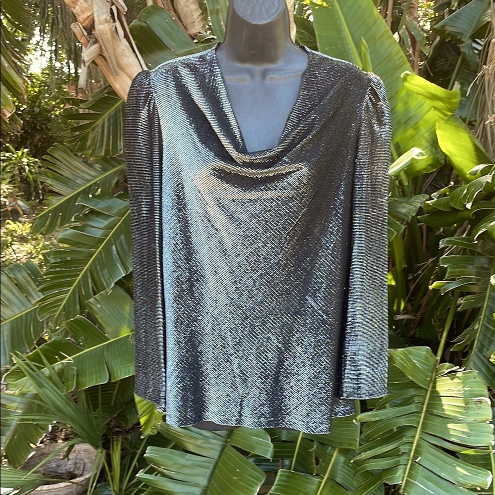Vintage semi sheer silver blouse